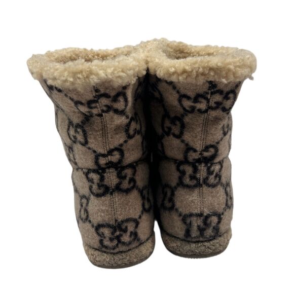 Gucci GG Monogram Wool Shearling Boots Beige Tan Women’s Size EUR 39.5 Horsebit - Picture 8 of 16